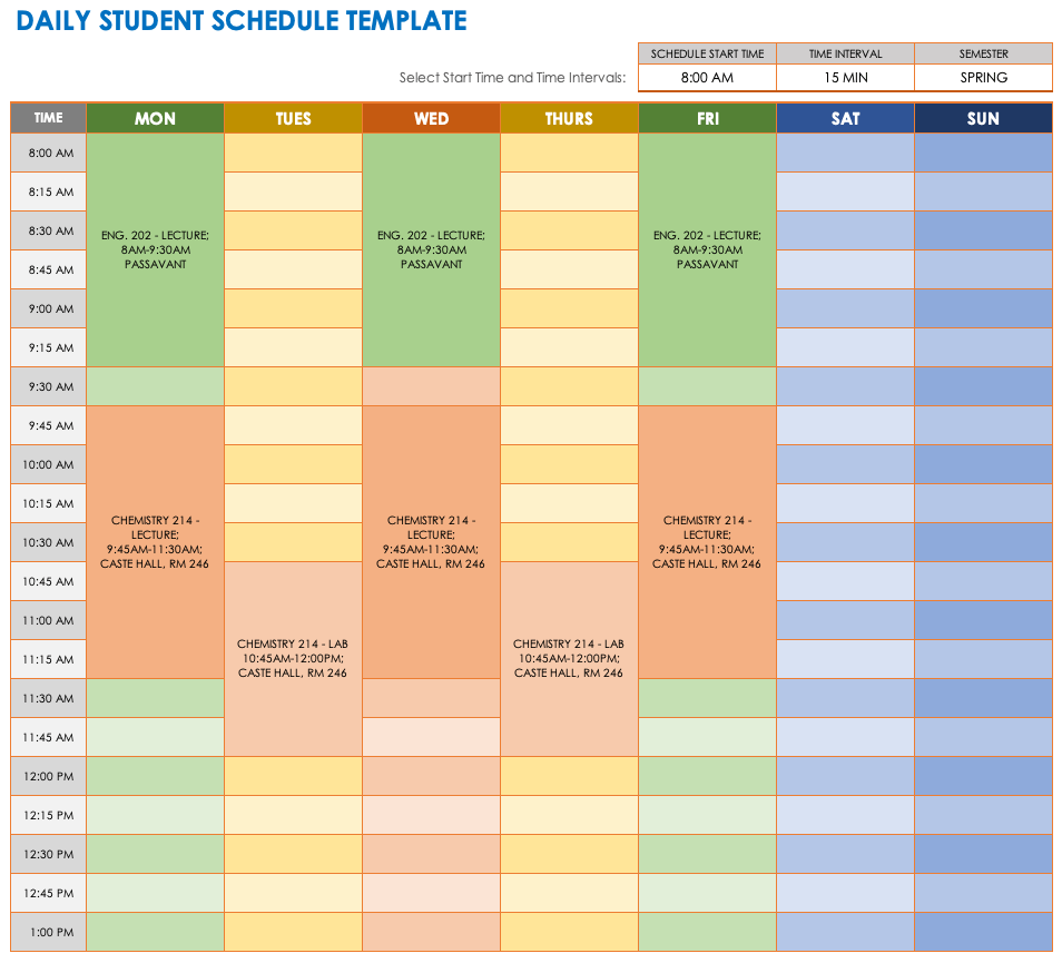 google docs daily schedule template