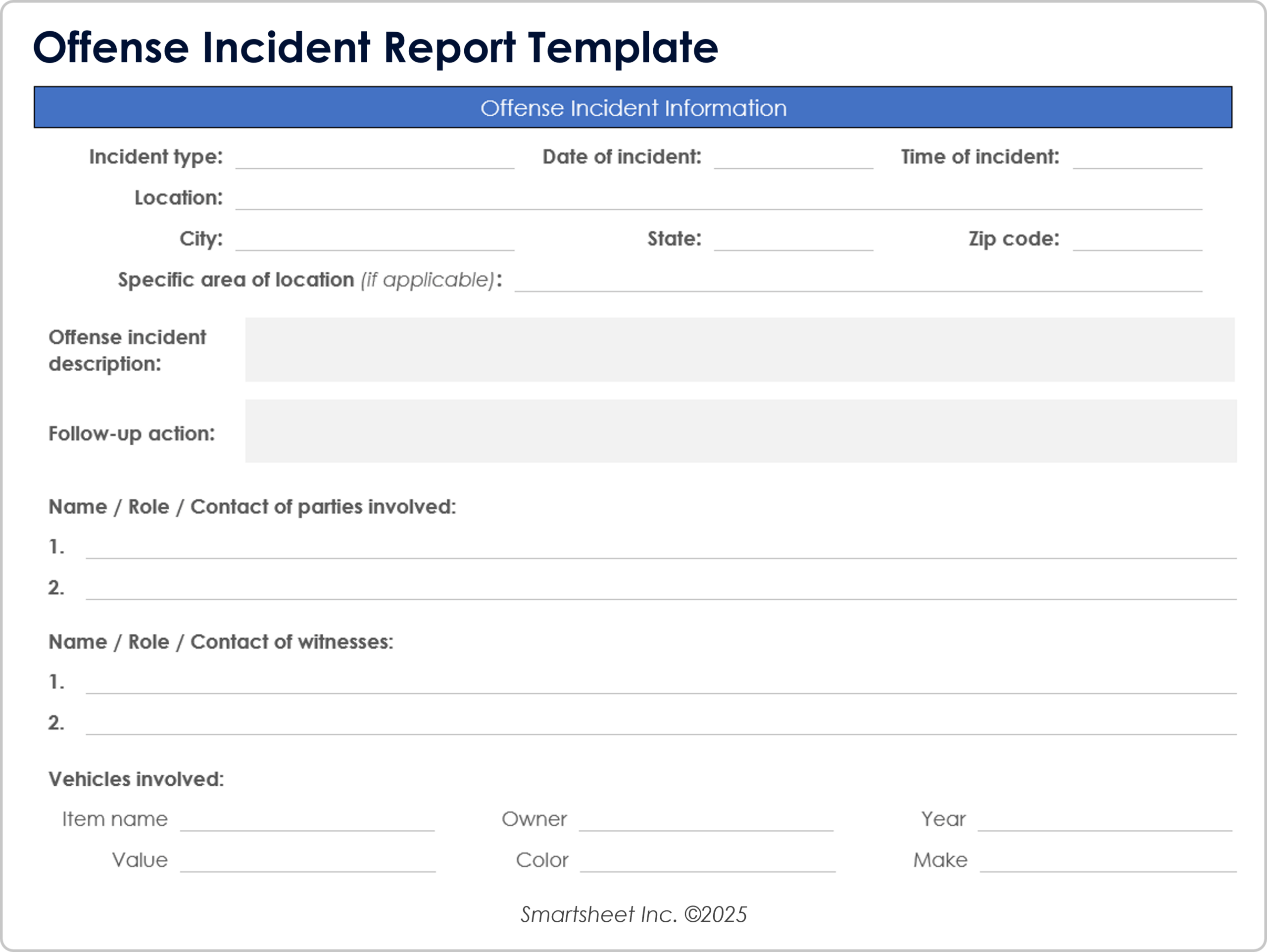 free incident report template word