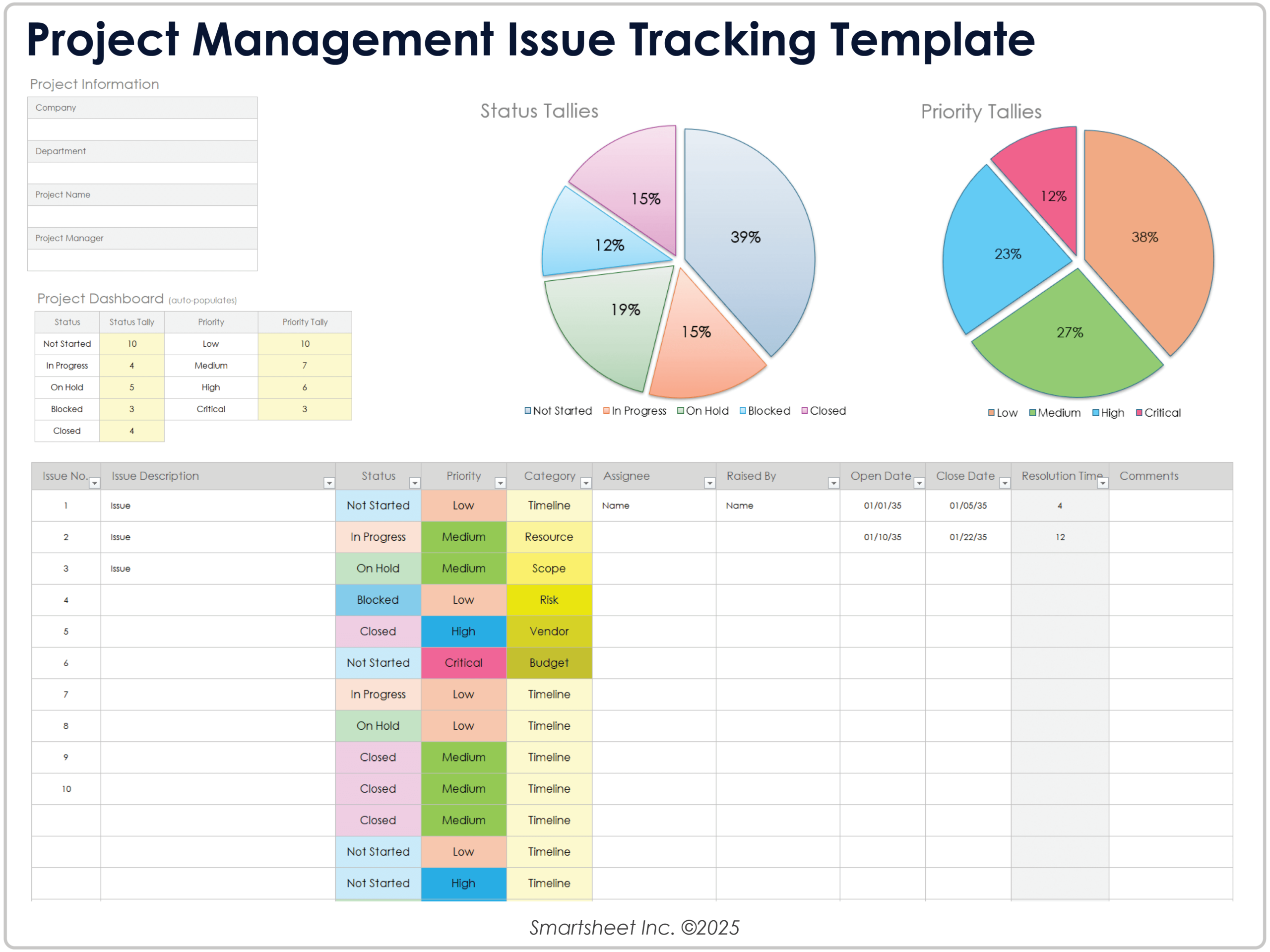 software issue tracking excel template