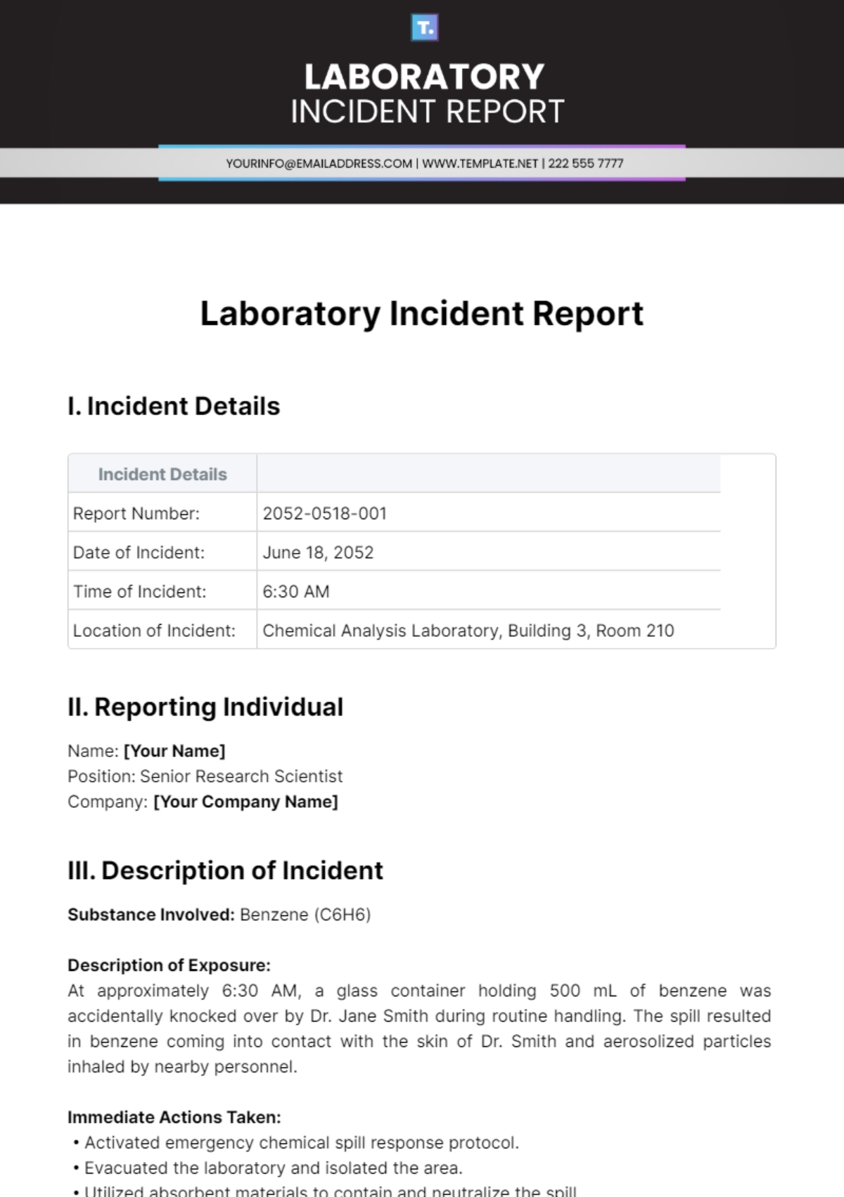 Free Laboratory Incident Report Template To Edit Online