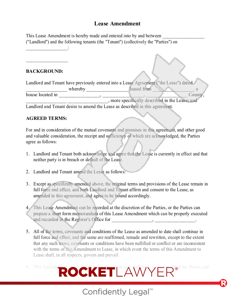Free Lease Amendment Make Sign Download Rocket Lawyer