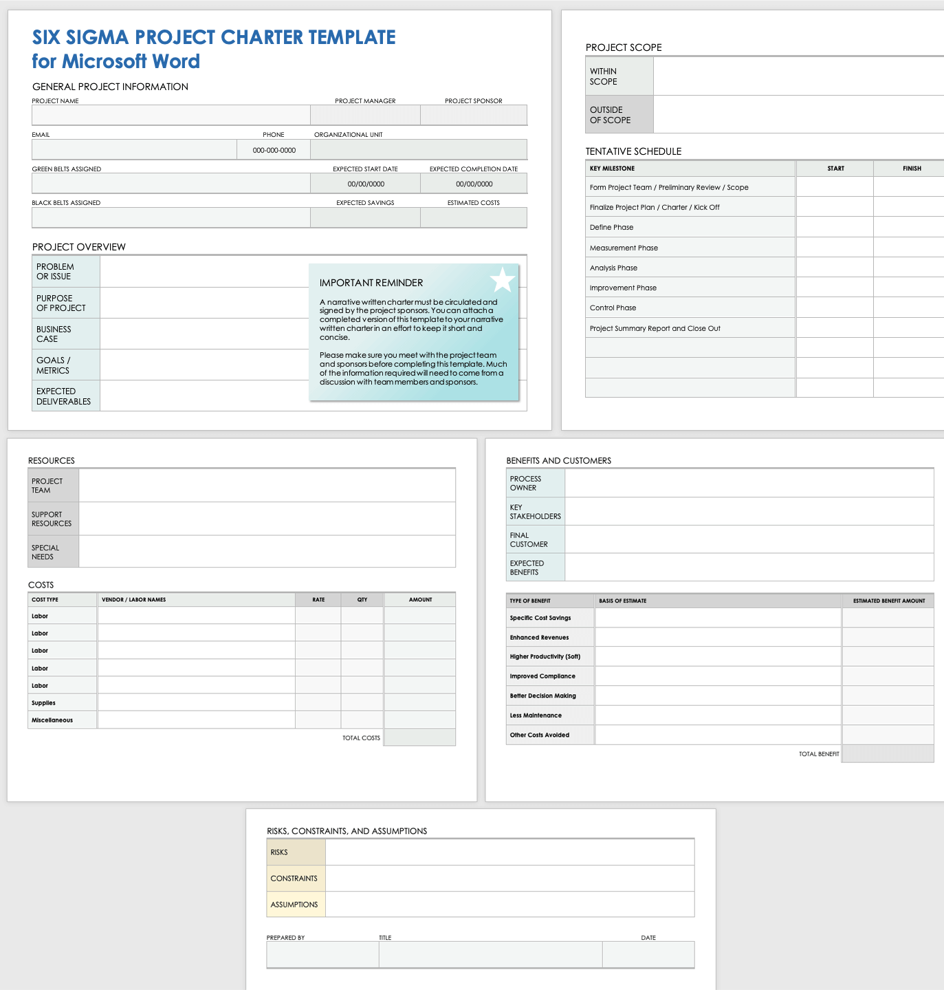 Free Microsoft Word Project Charter Templates Smartsheet