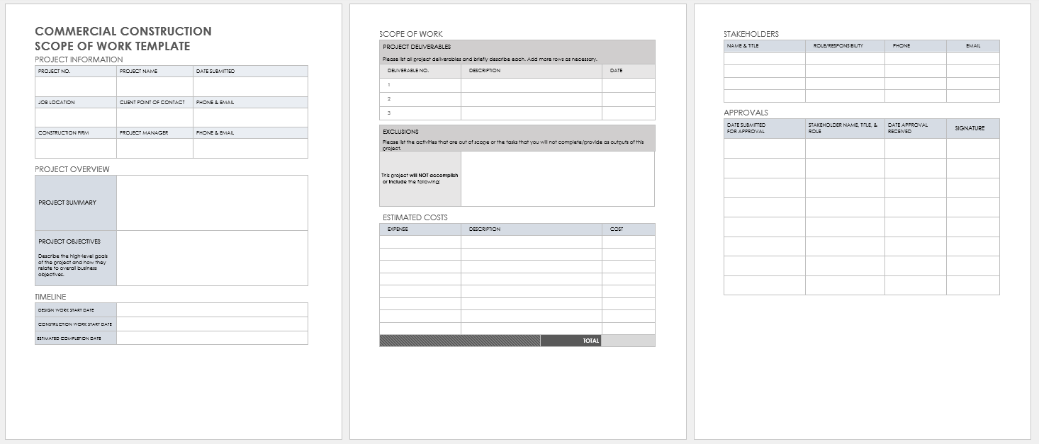 Free Microsoft Word Scope Of Work Templates Smartsheet