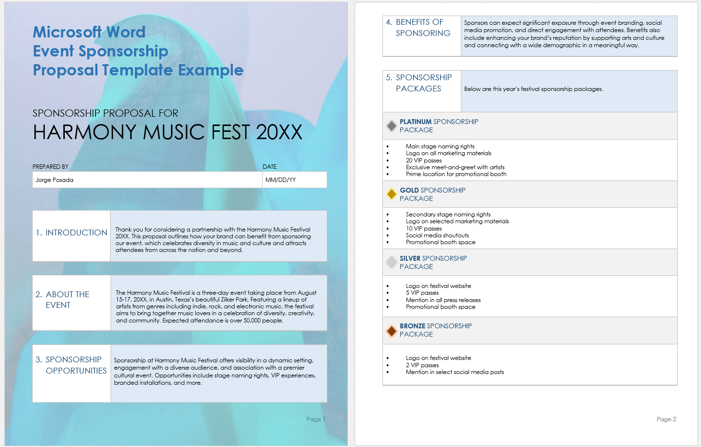 Free MS Word Event Proposal Templates Outlines Samples
