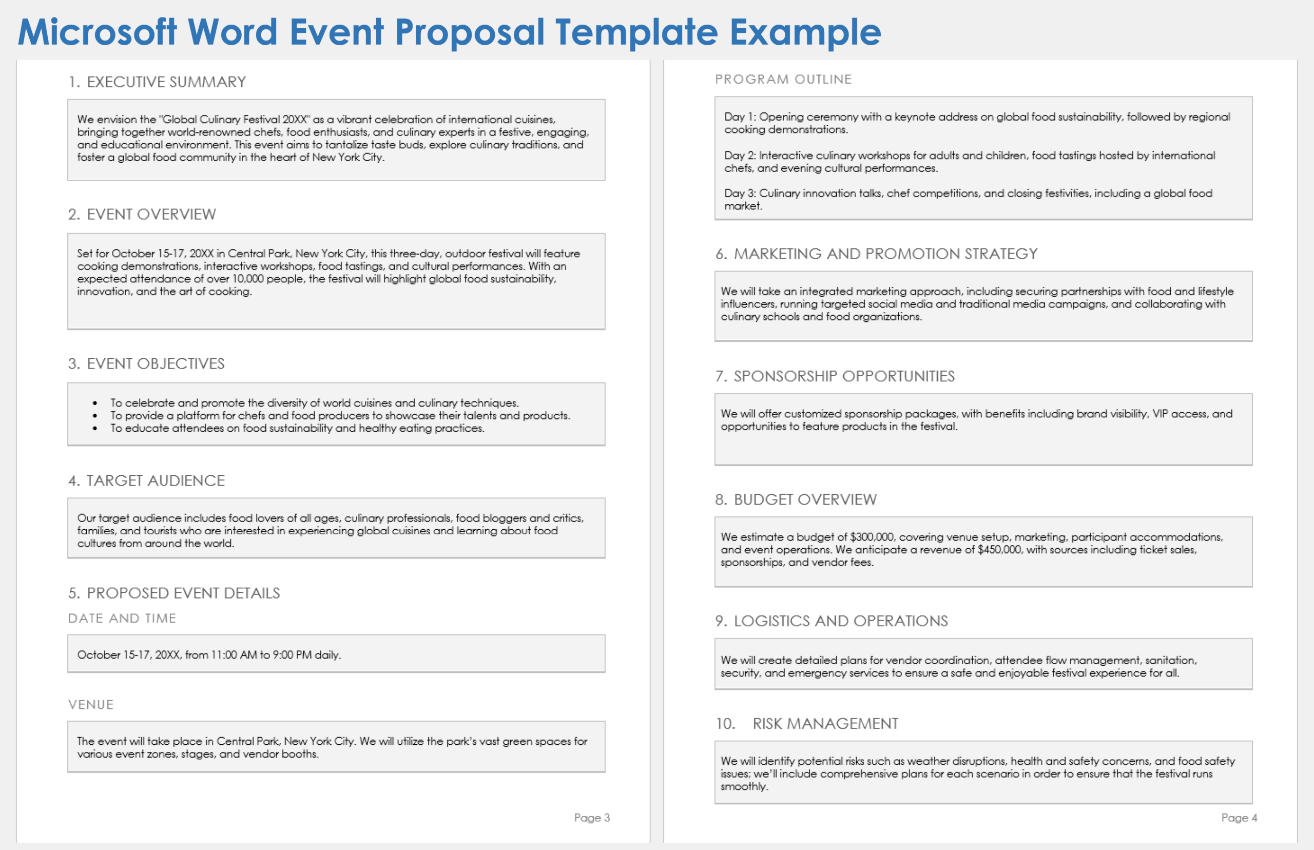 Free MS Word Event Proposal Templates Outlines Samples