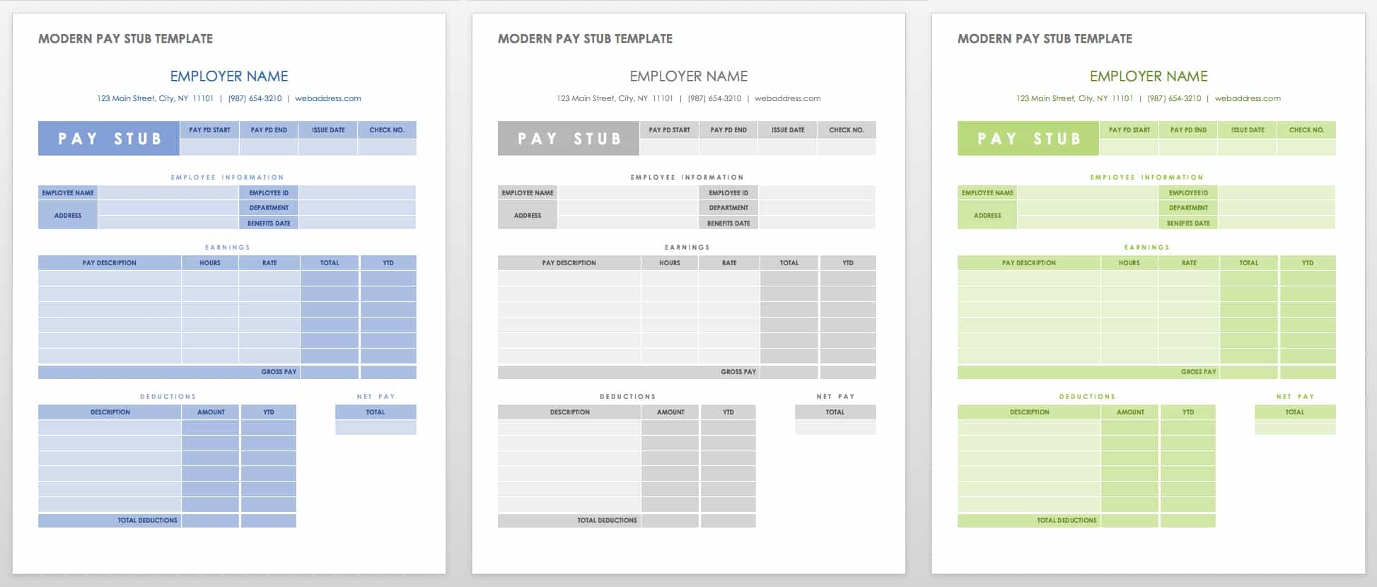 payroll stub template excel free