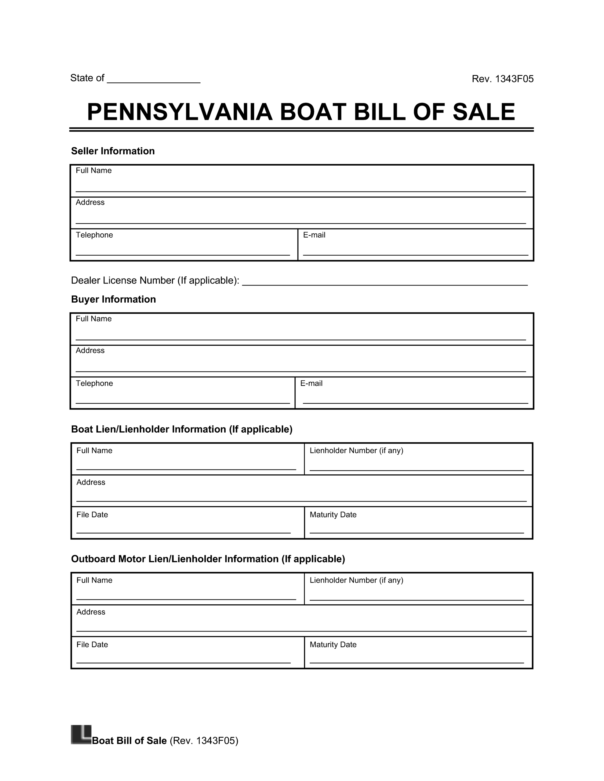 boat bill of sale template