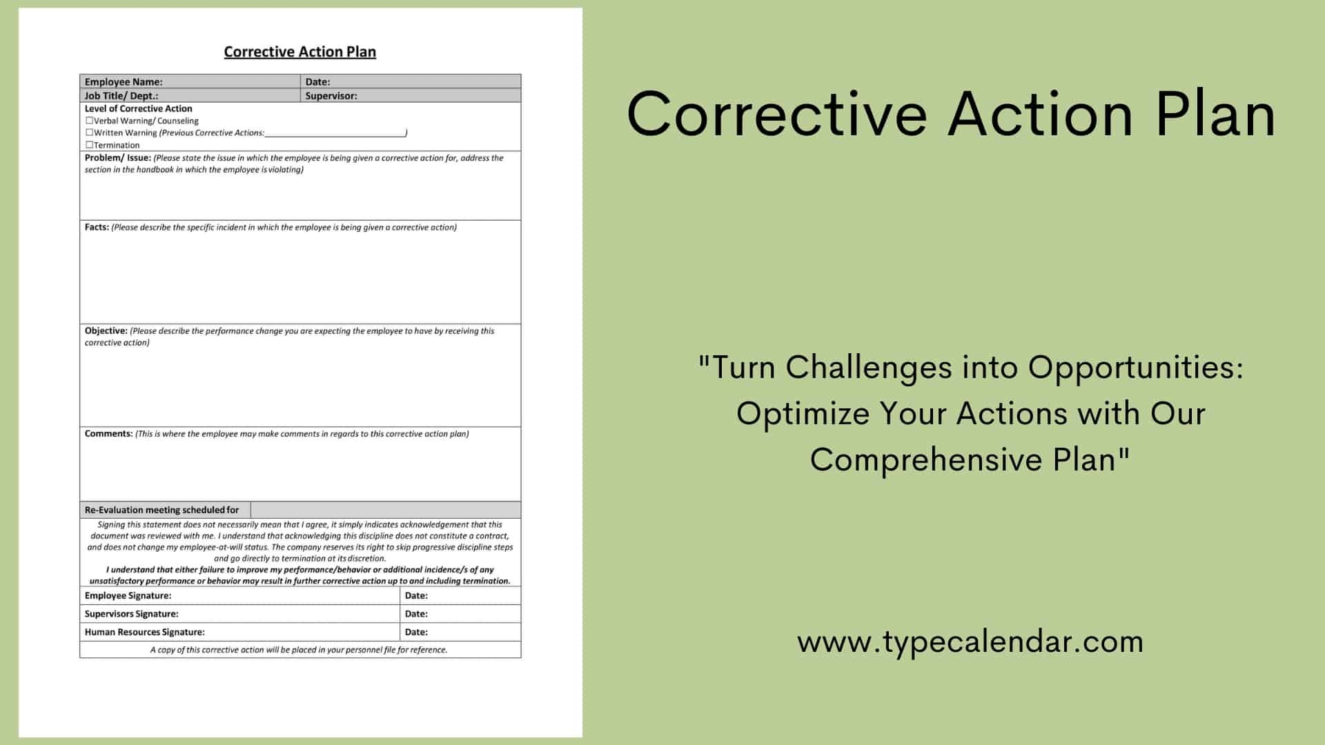 corrective action plan template
