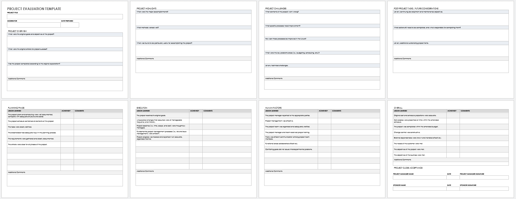 Free Project Evaluation Templates Smartsheet