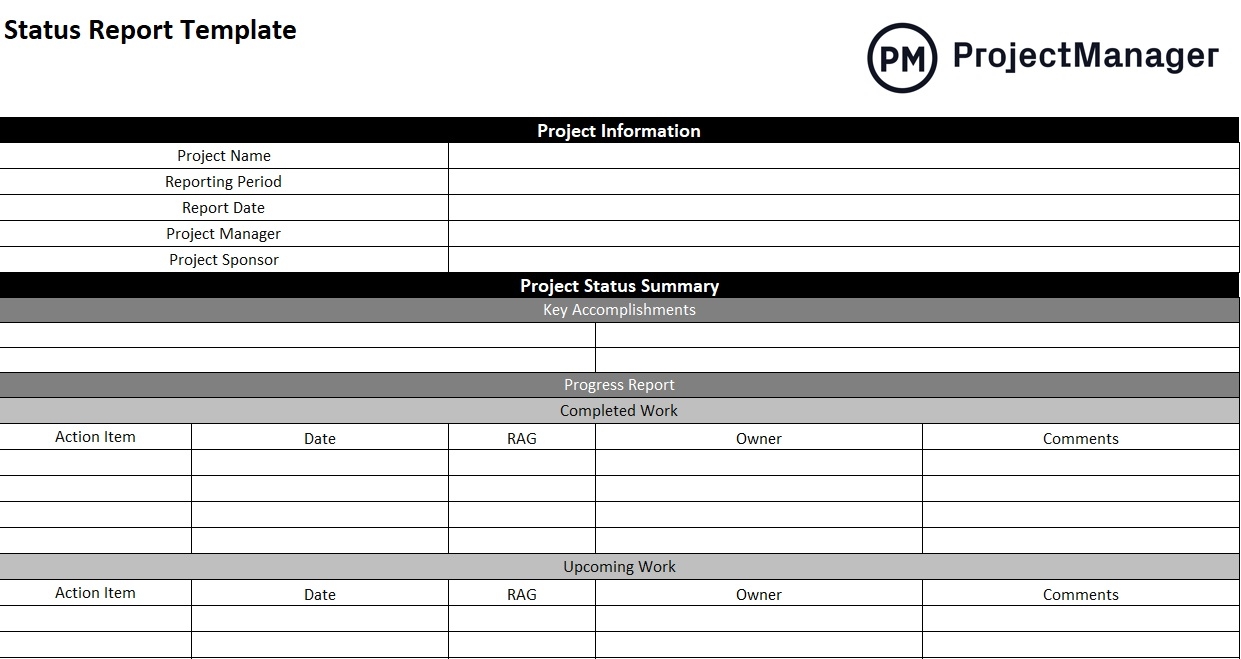 Free Project Status Report Template ProjectManager