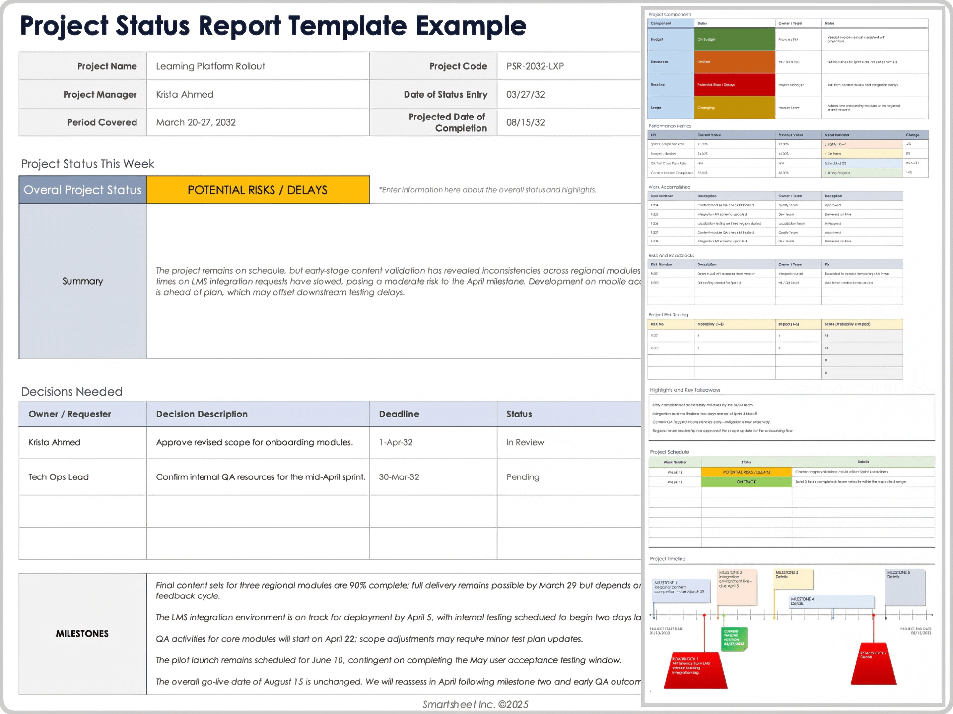 Free Project Status Report Templates