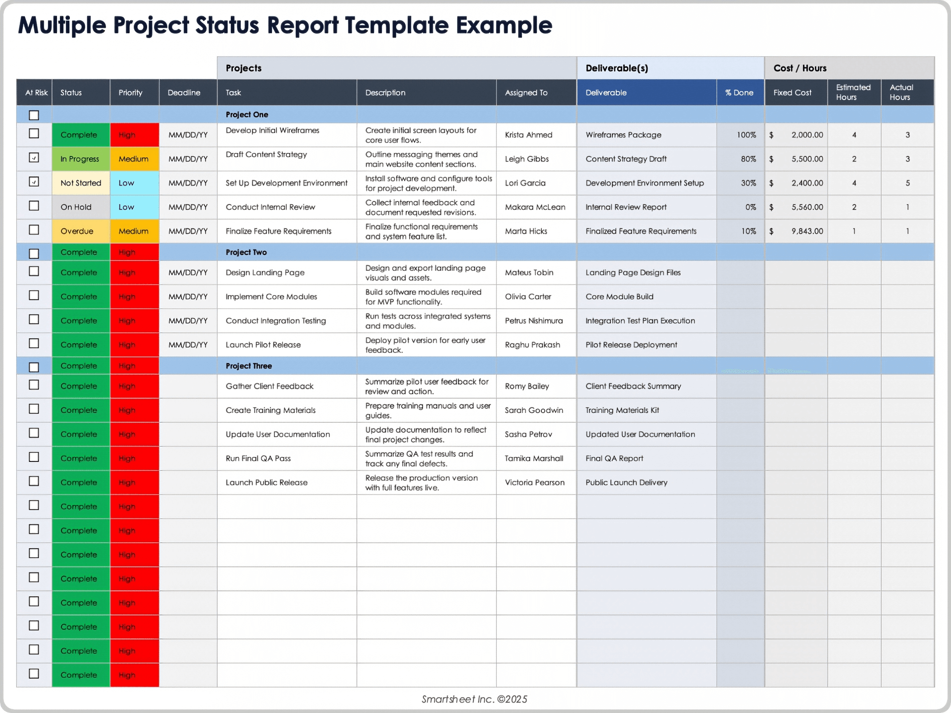 Free Project Status Report Templates