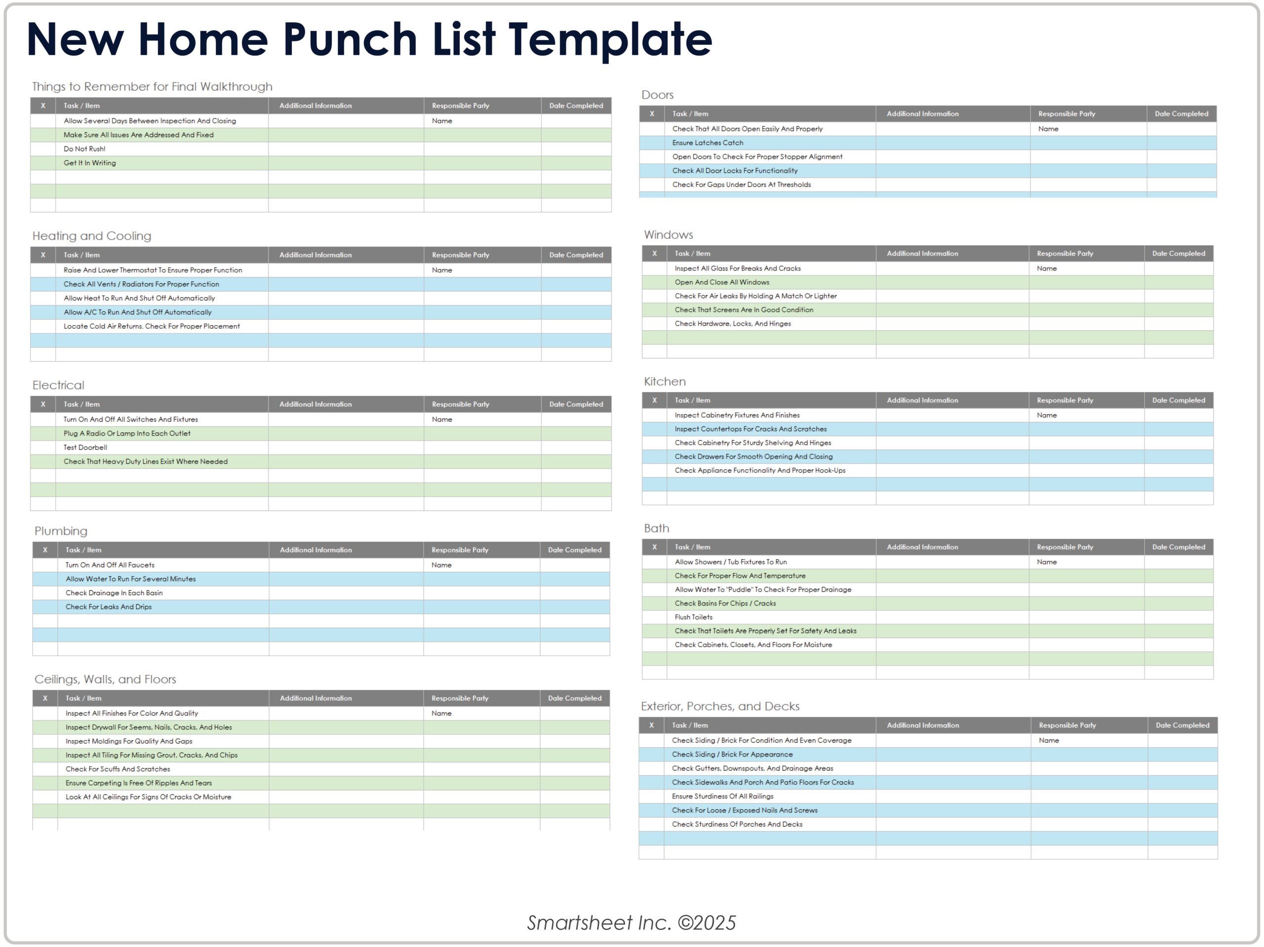 Free Punch List Templates