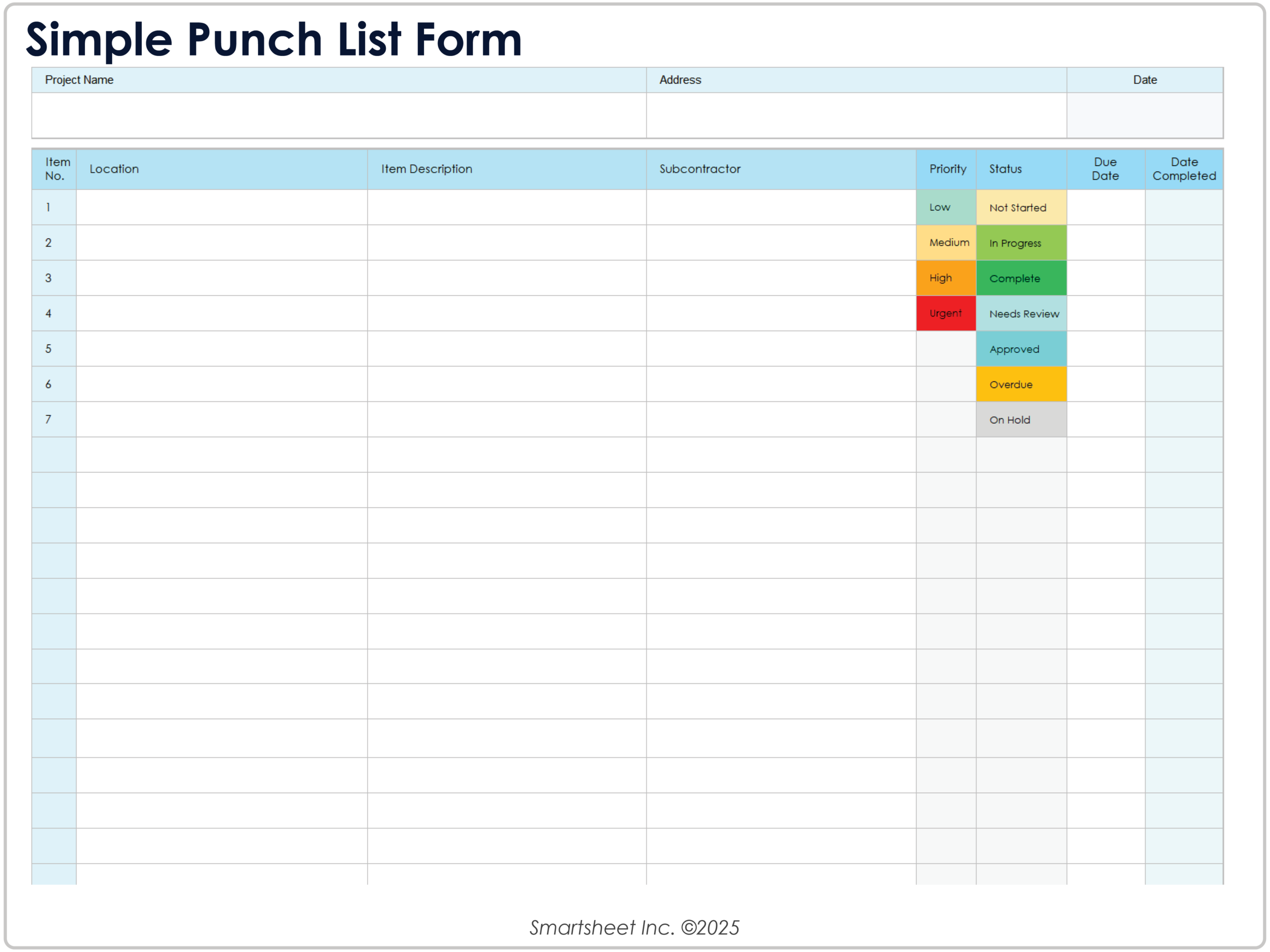 Free Punch List Templates