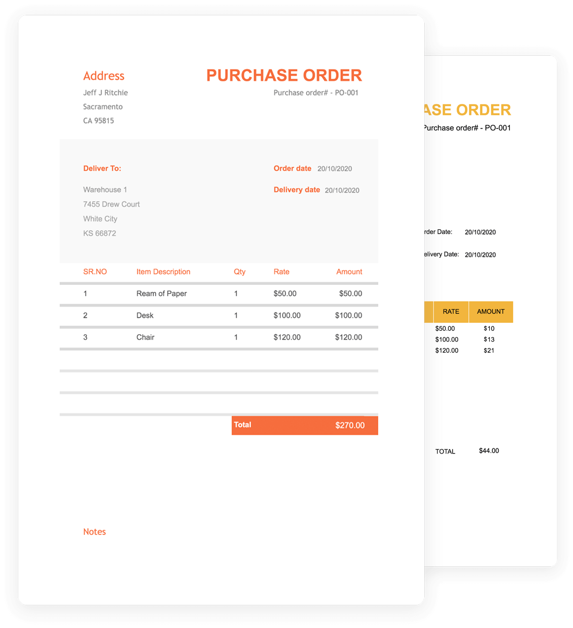 format of purchase order