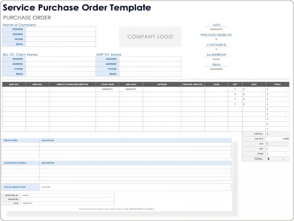 purchase order form template