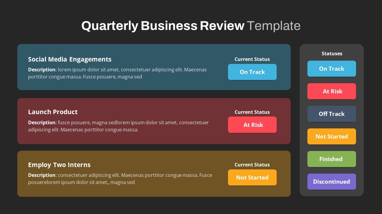 Free Quarterly Business Review PowerPoint Templates Black SlideBazaar