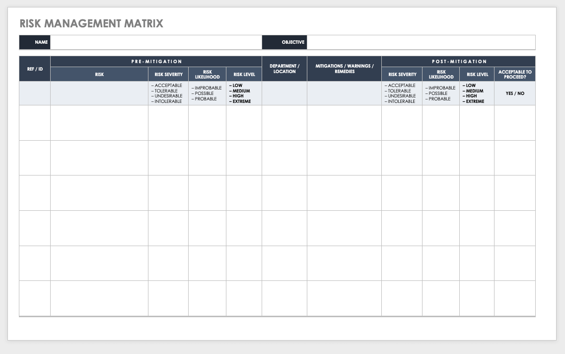 Free Risk Management Plan Templates