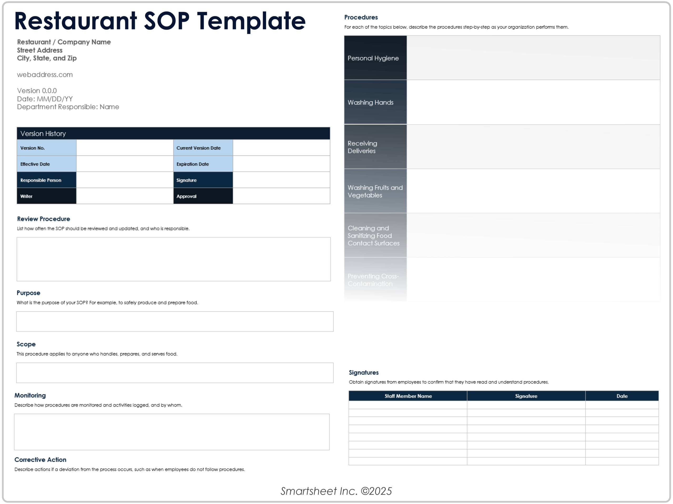 Free Standard Operating Procedures SOP Templates