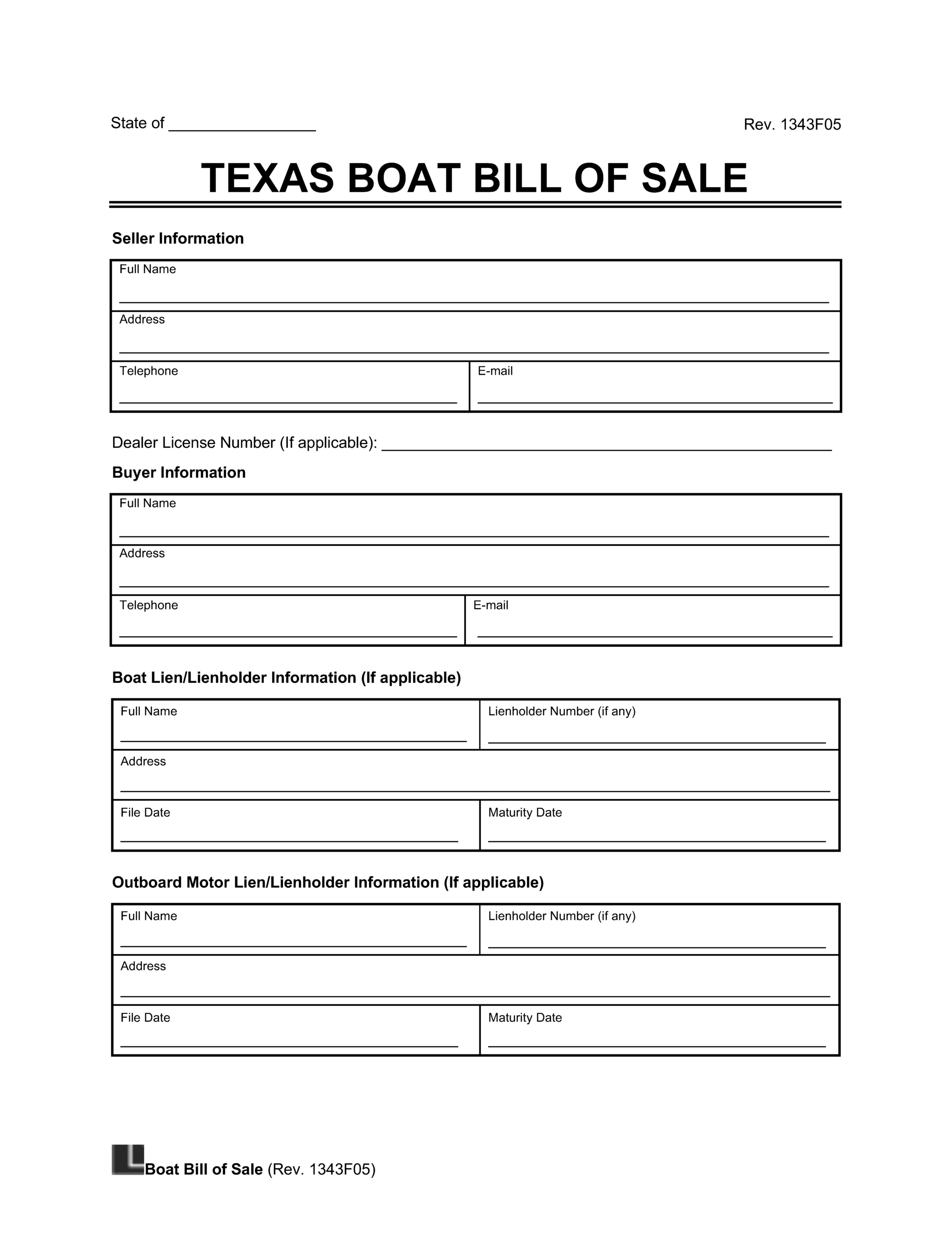 Free Texas Boat Bill Of Sale Template PDF Word