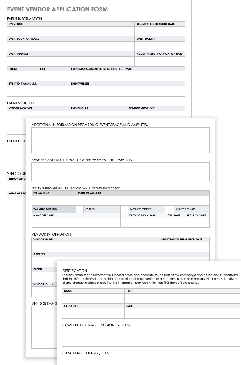 Free Vendor Application Forms Templates Smartsheet