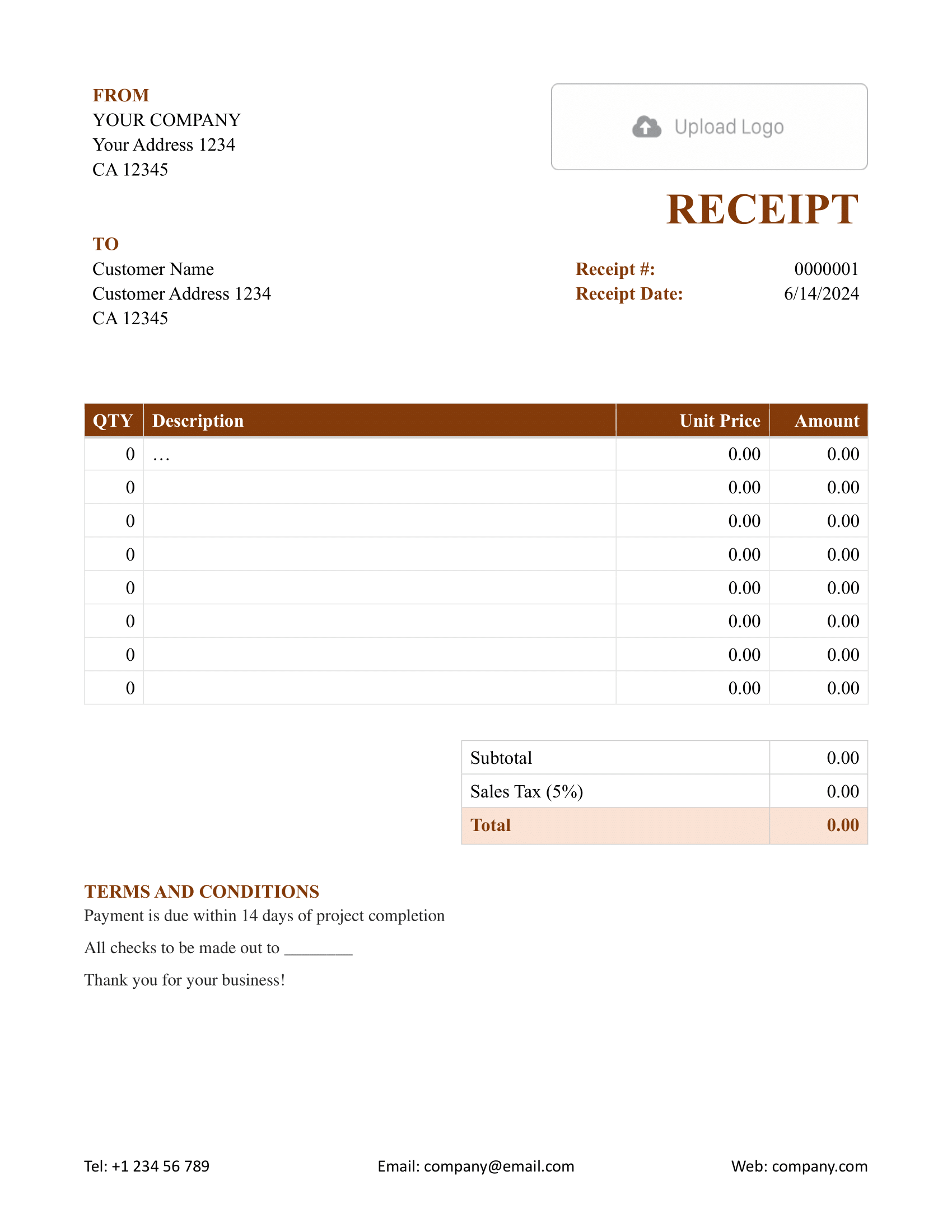 receipt template word free download