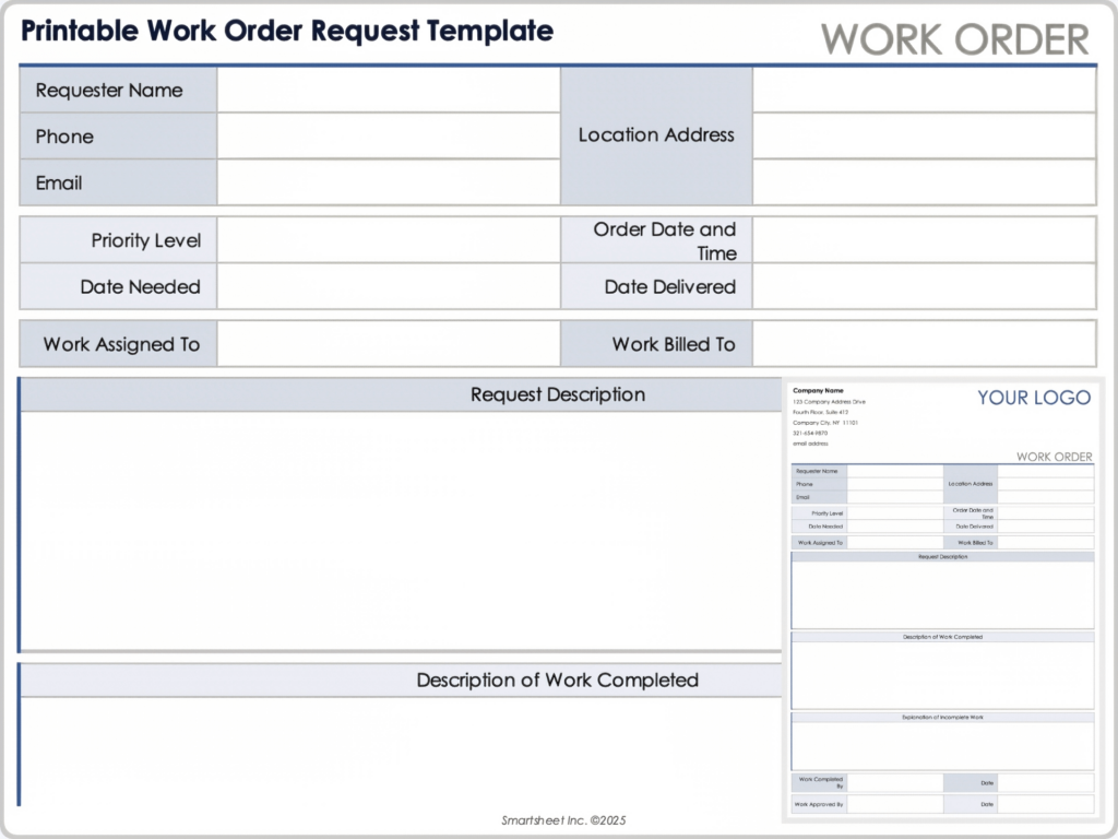 free work order format in word - MIT Printable