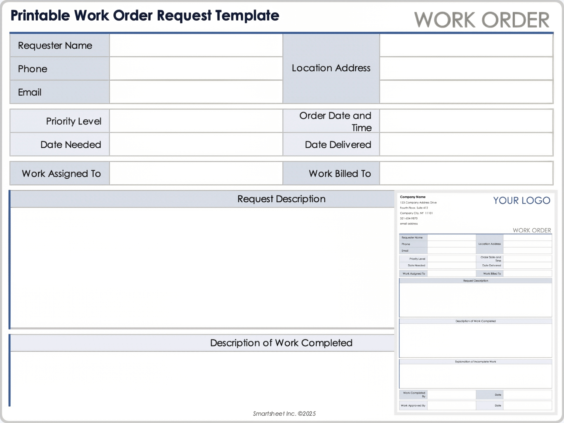 sample work order form