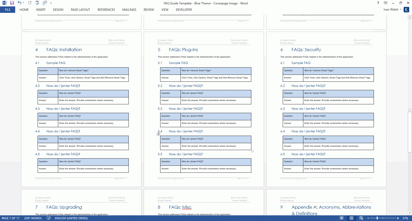 Frequently Asked Questions Templates MS Word MS Office Templates With AI Prompts