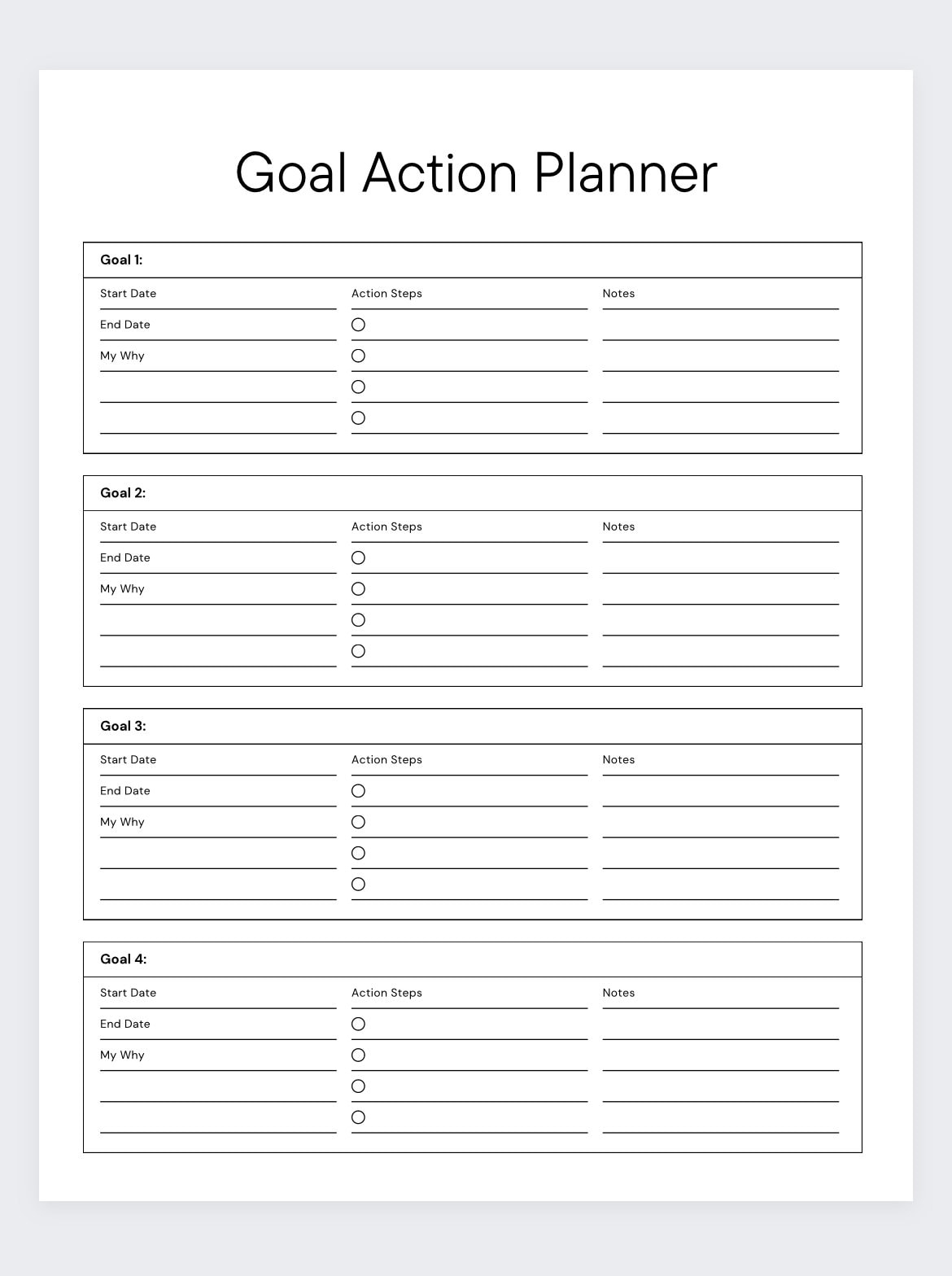 goal setting plan template