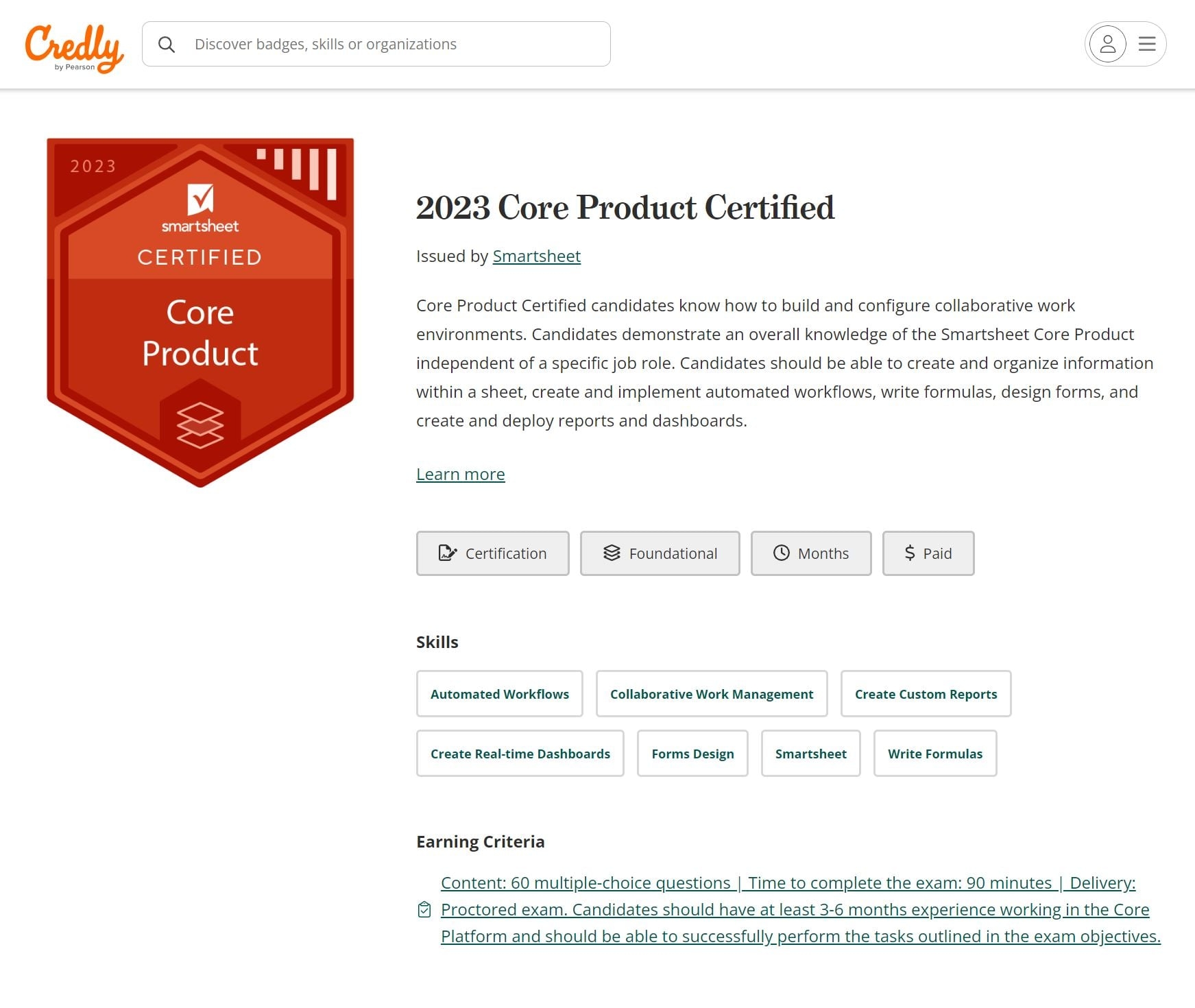 smartsheet core product certification