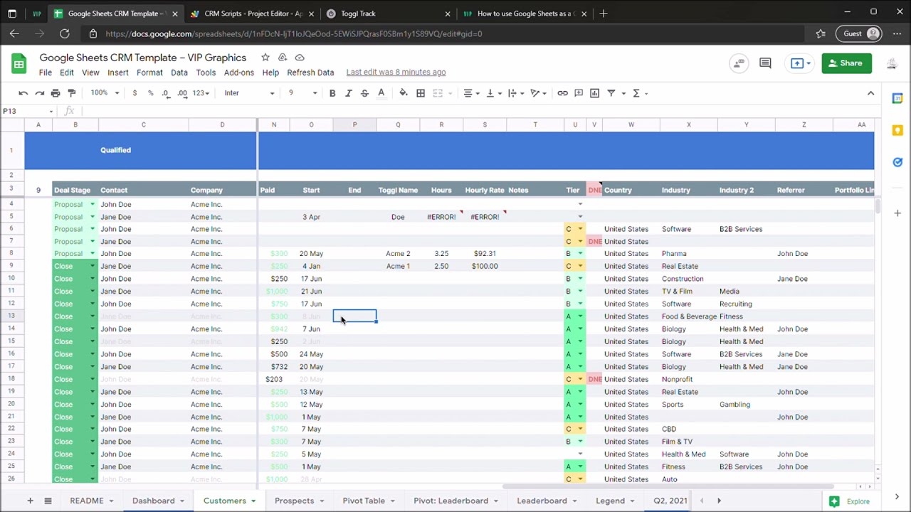 How to Use Google Sheets As Your CRM tutorial Template For Freelancers Agencies YouTube