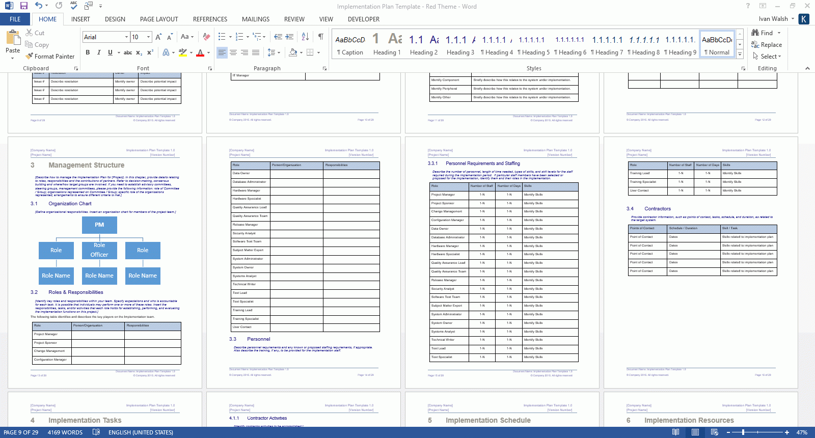 Implementation Plan Template MS Office Templates With AI Prompts