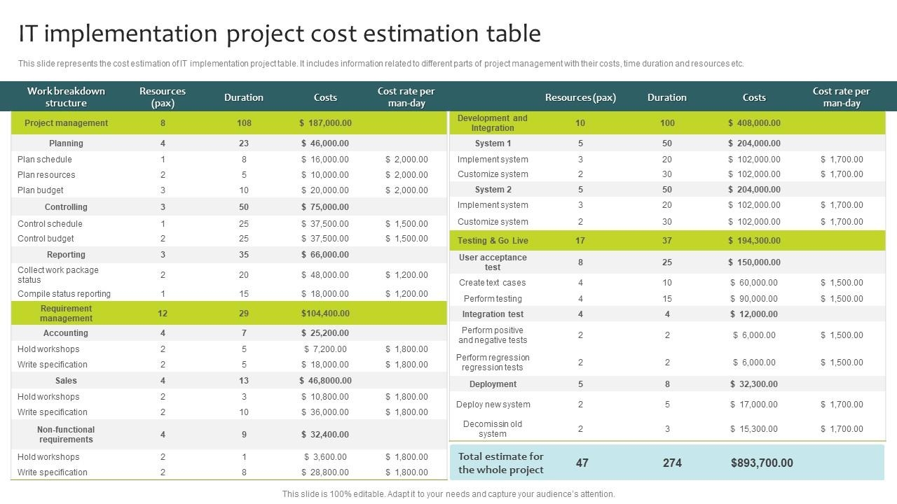 it project cost estimation