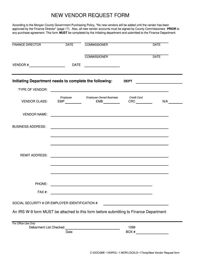 vendor application form template word