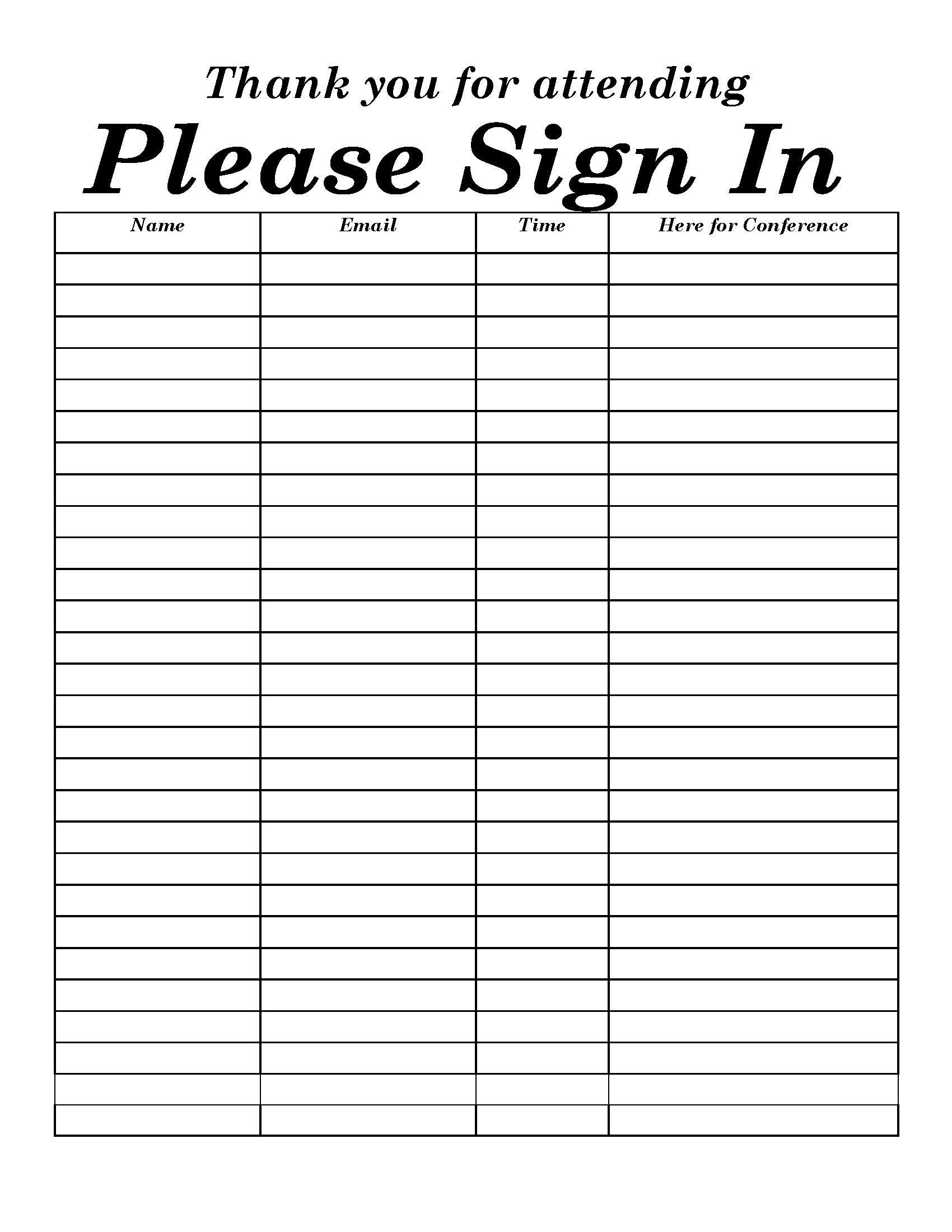 Open House Sign In Sheet Meeting Guest List PDF DOC Etsy