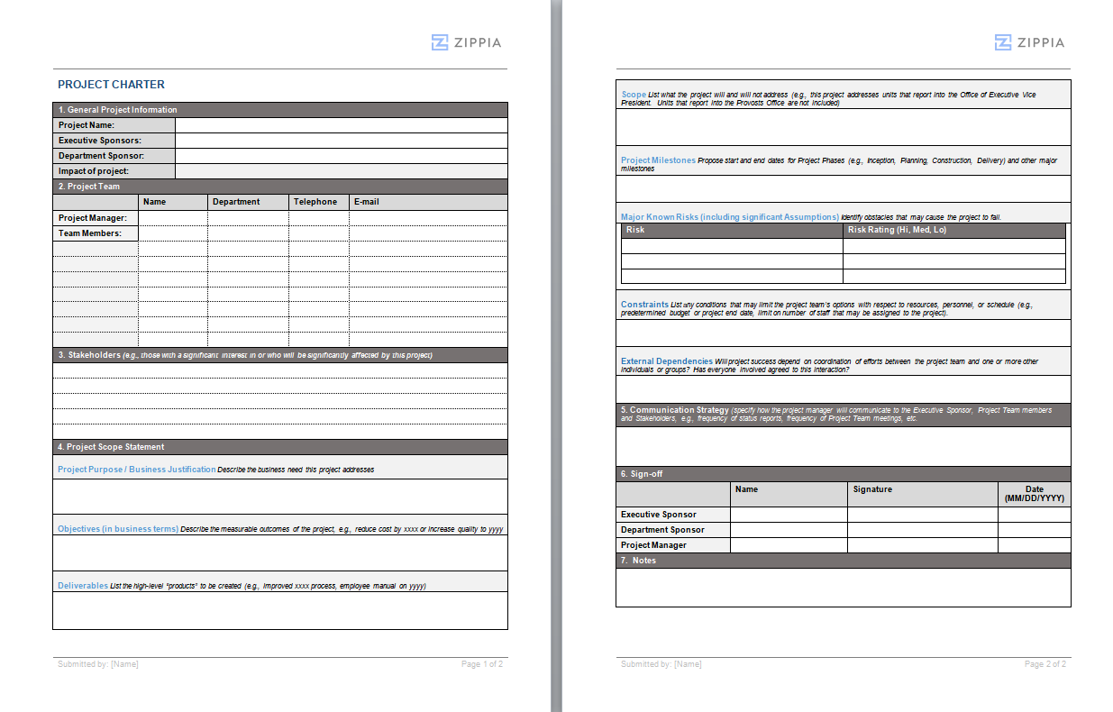 project charter template word