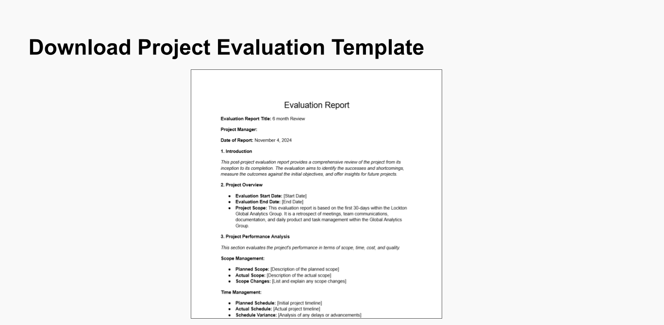 evaluation of project example