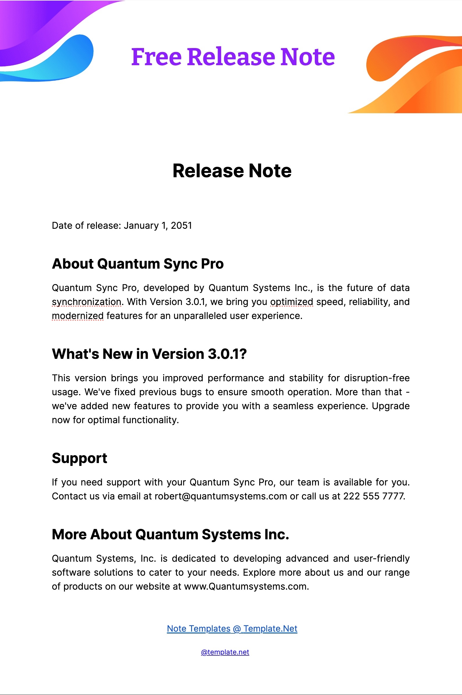 release notes template word