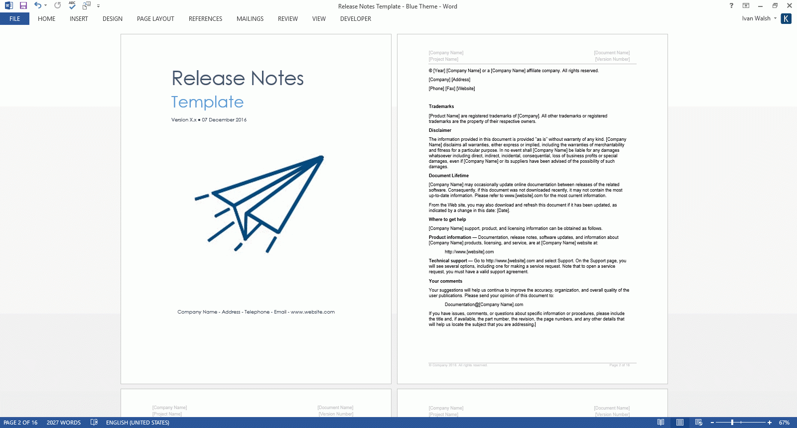 Release Notes Template MS Word Excel MS Office Templates With AI Prompts
