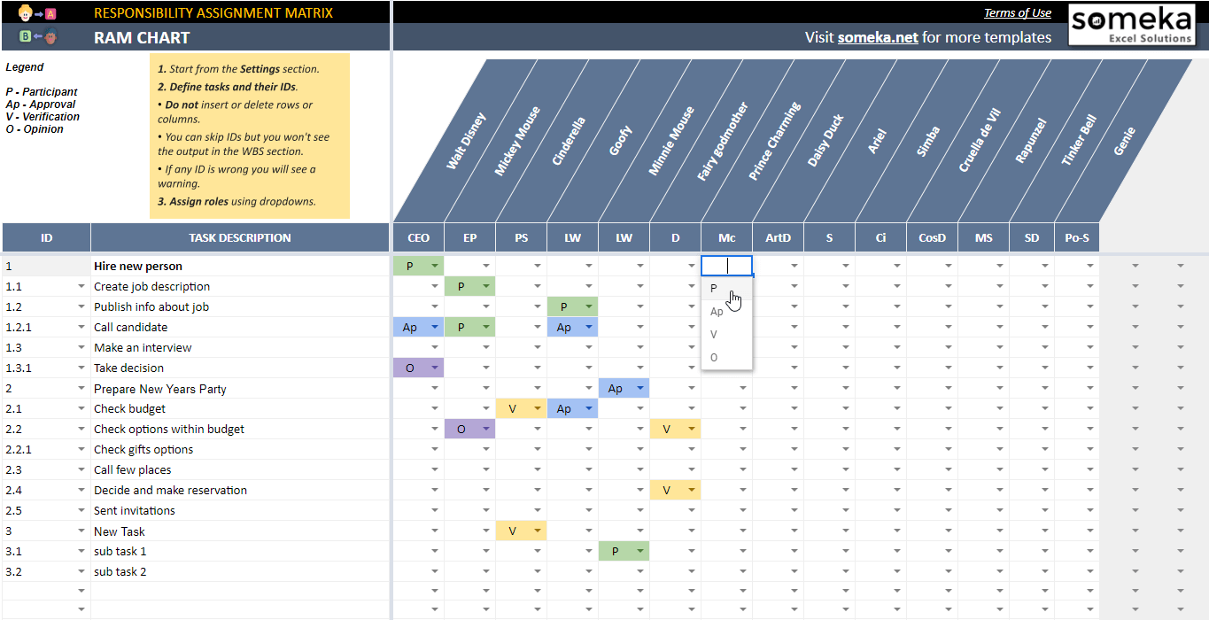 Responsibility Assignment Matrix Google Sheets Template RACI