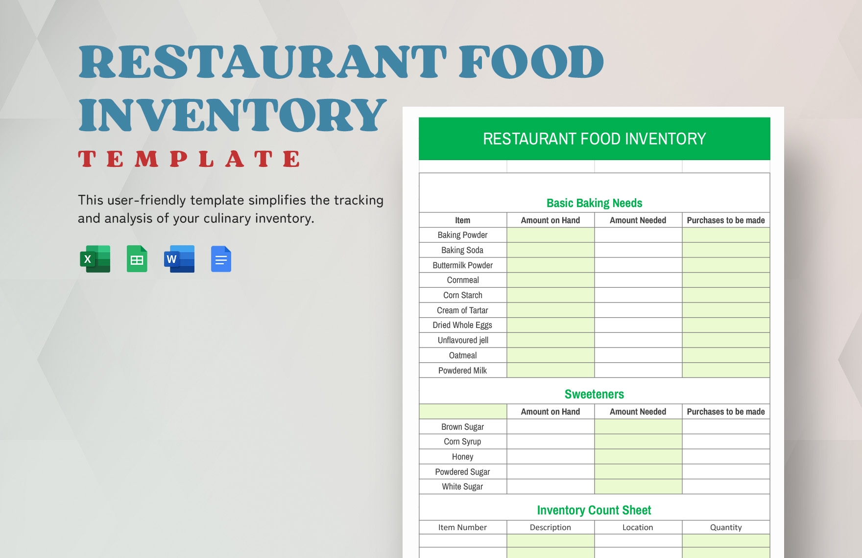 restaurant food inventory template