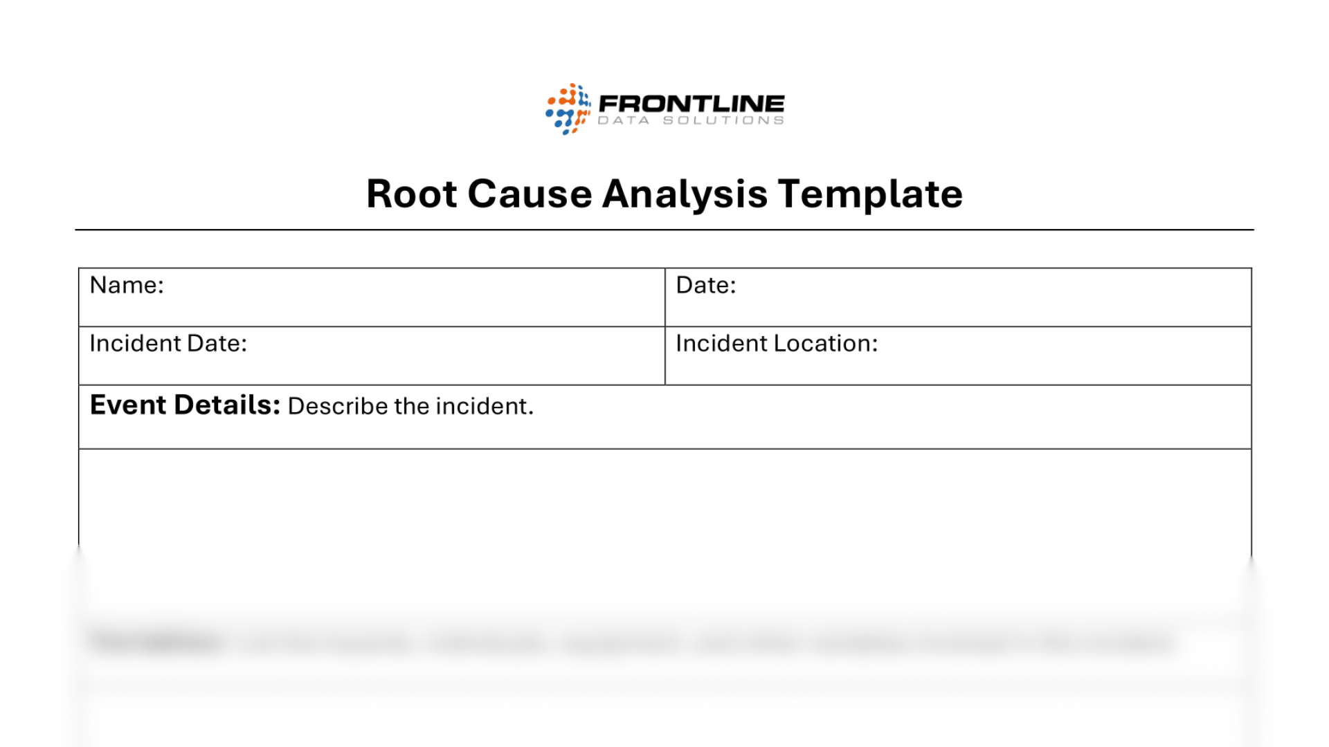 root cause analysis form