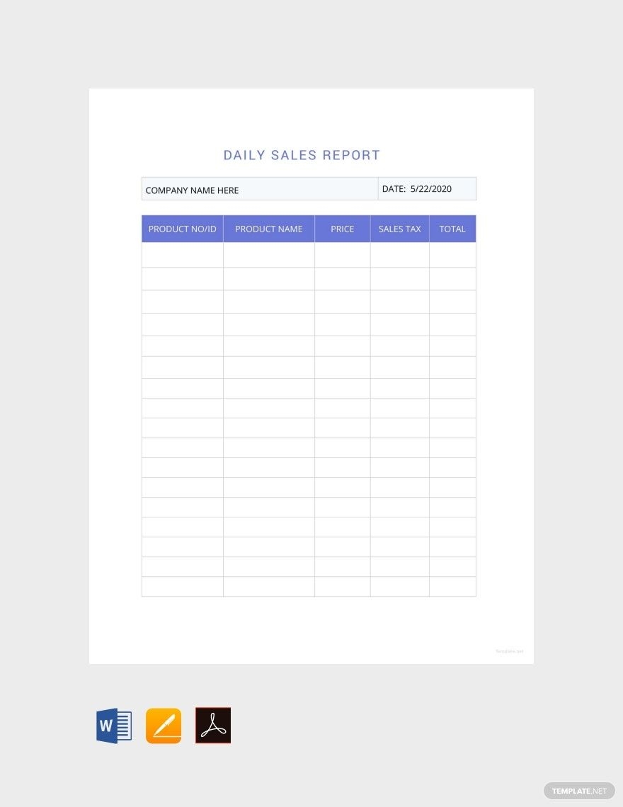 Sample Daily Sales Report Template In Word Pages PDF Google Docs Download Template