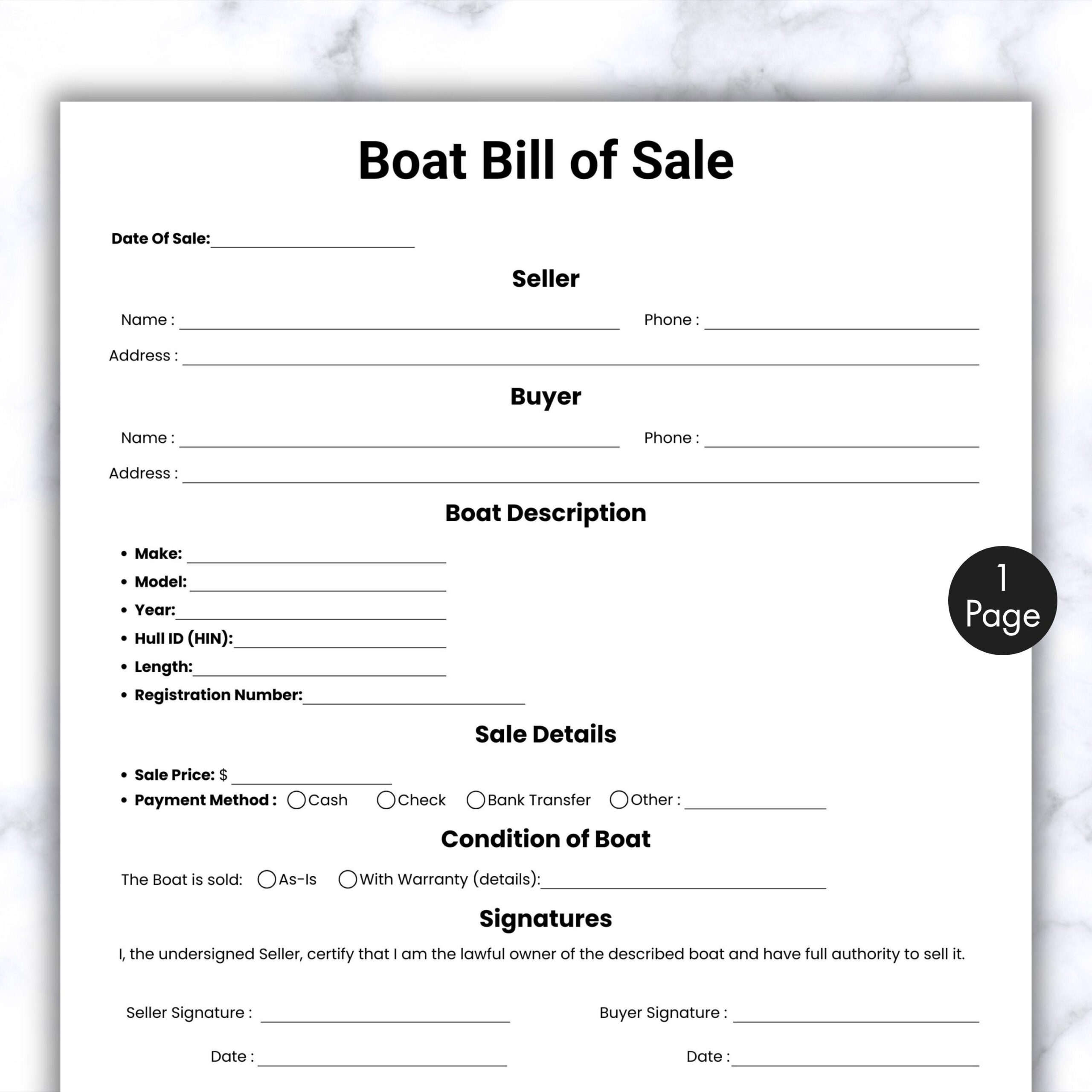 printable boat bill of sale