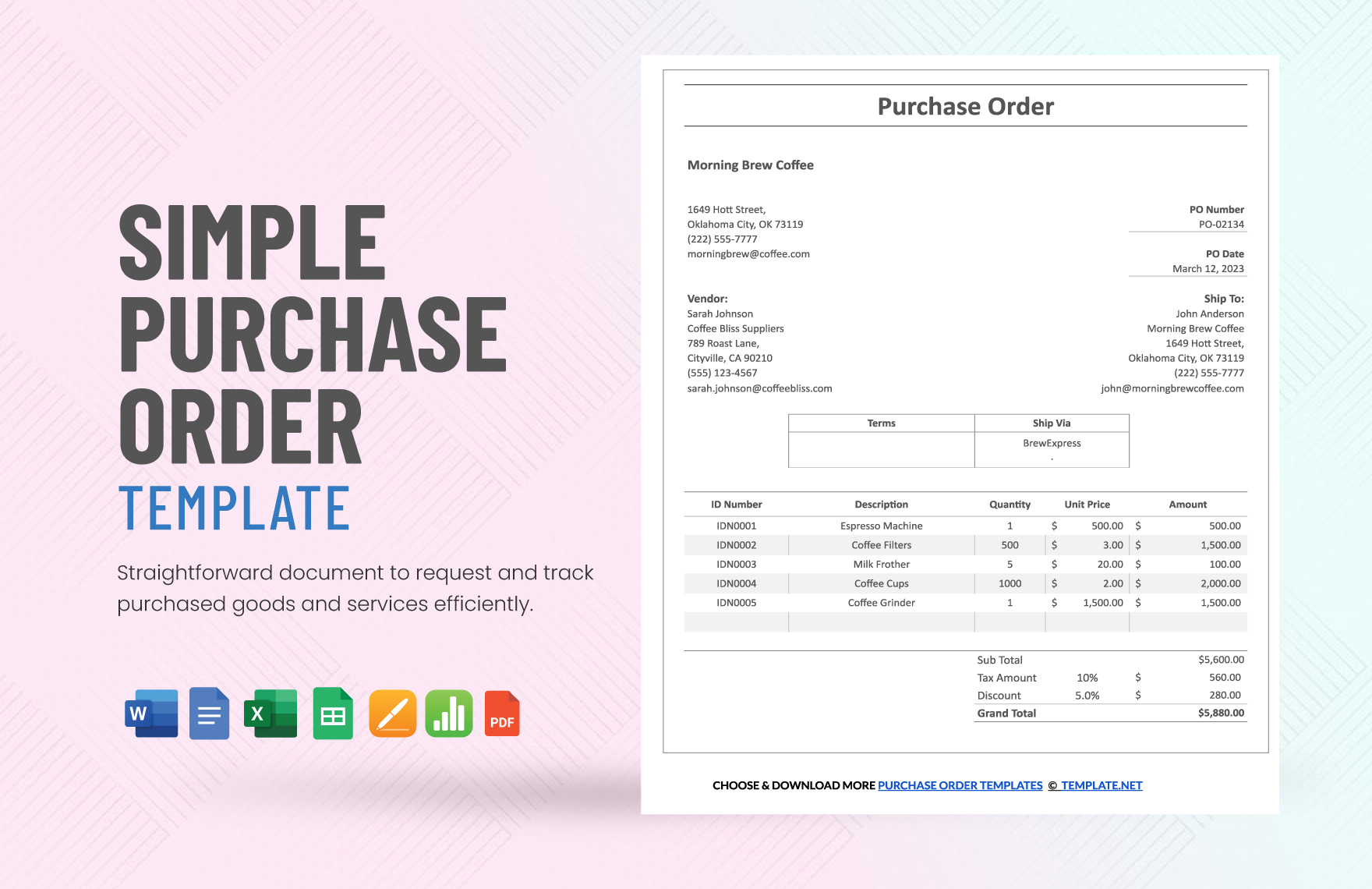 google docs purchase order template