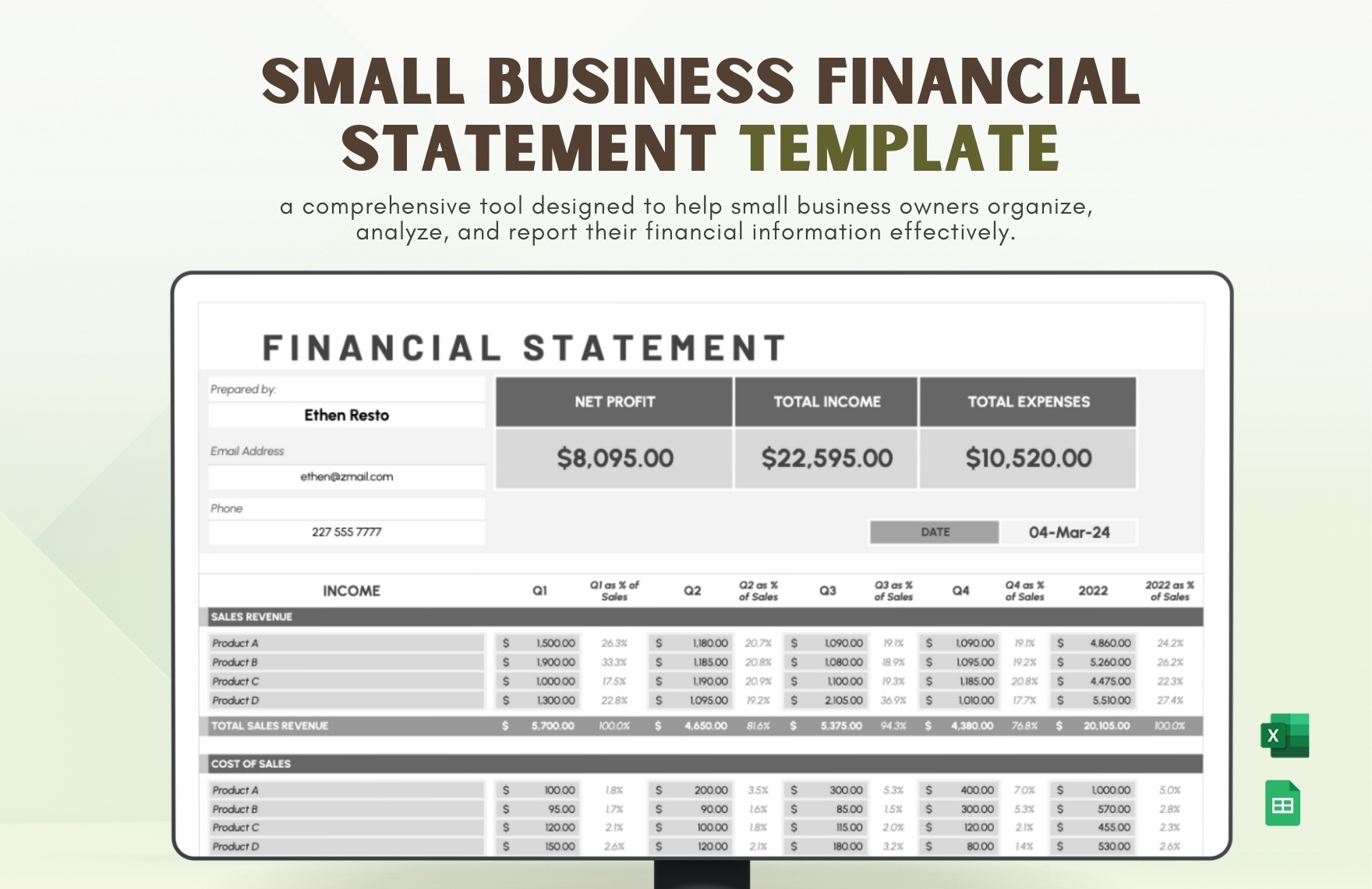 small business income statement