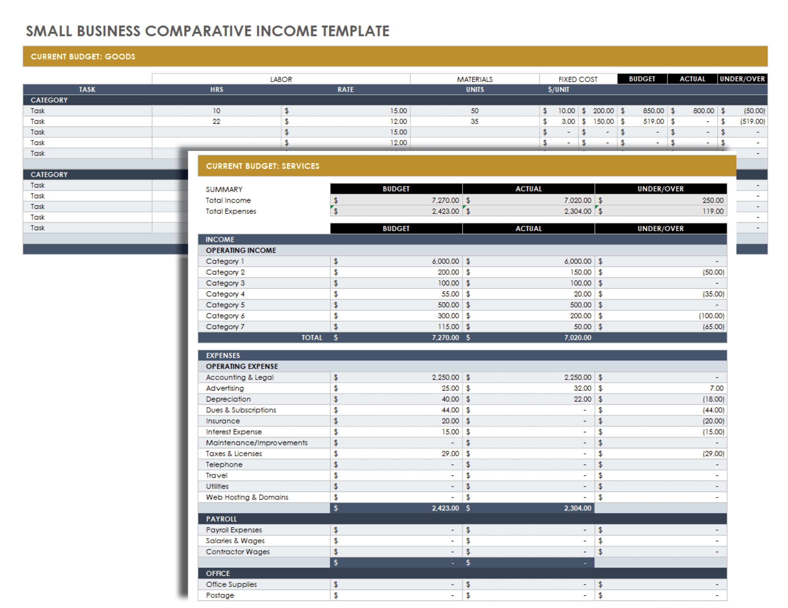 Small Business Income Statement Templates Smartsheet