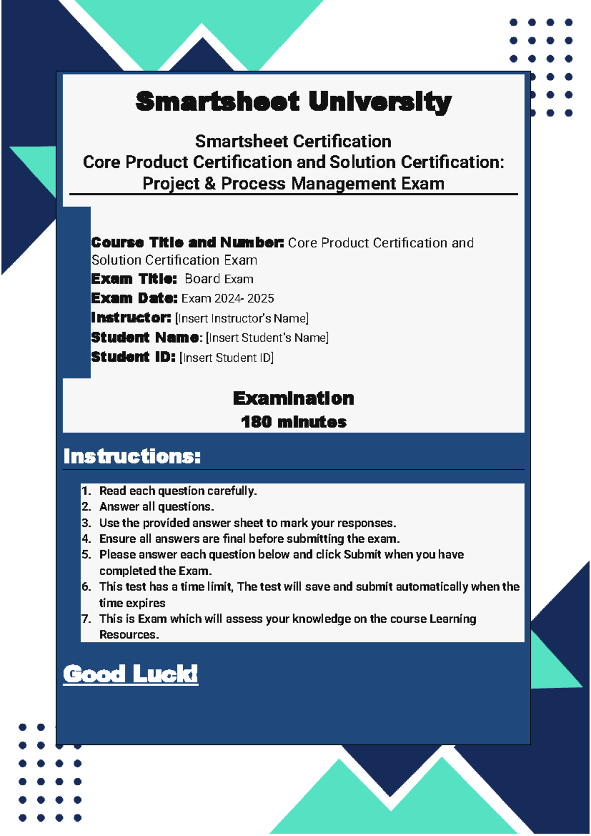 Smartsheet Core Product Cert Exam Review Questions 2024 2025 Studocu