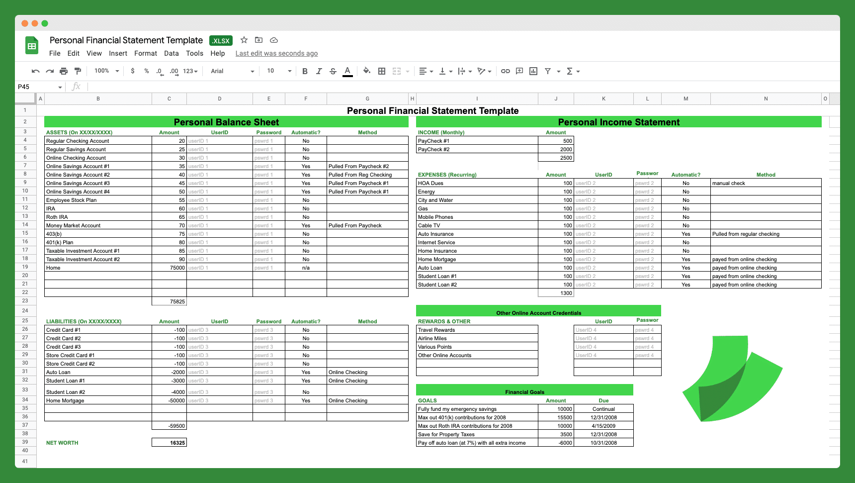 Steal My Personal Financial Statement Template Free Excel Download